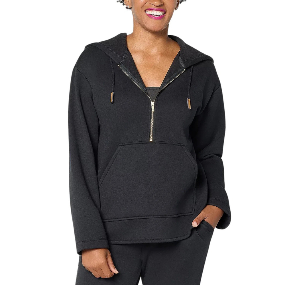 Martha Stewart Women's Signature Bedford Quarter Zip Pullover Caviar - Regular